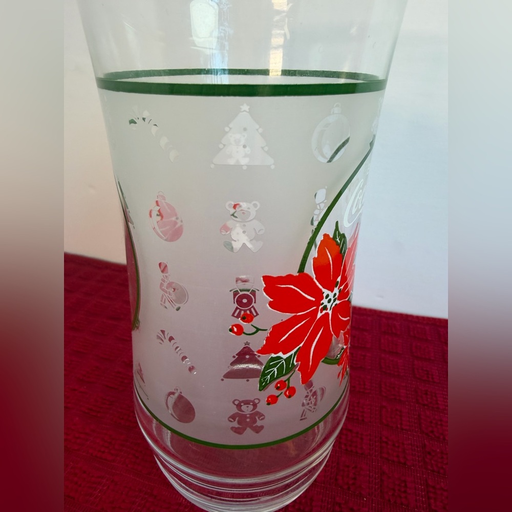 Coca-Cola Christmas Poinsettia Drinking Glasses Vintage - Picture 3 of 9